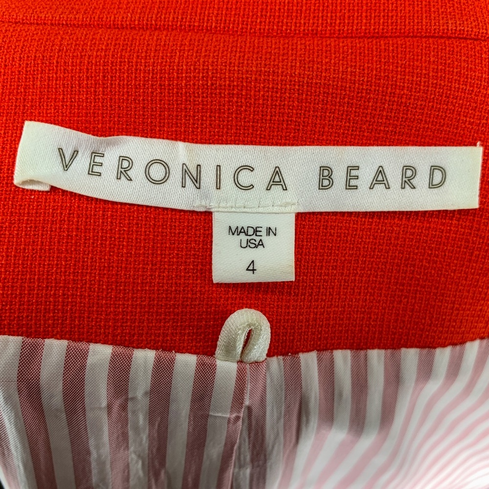 Veronica Beard Red Flame Miller Dickey Jacket Blazer Silver Double Breasted - Picture 8 of 12